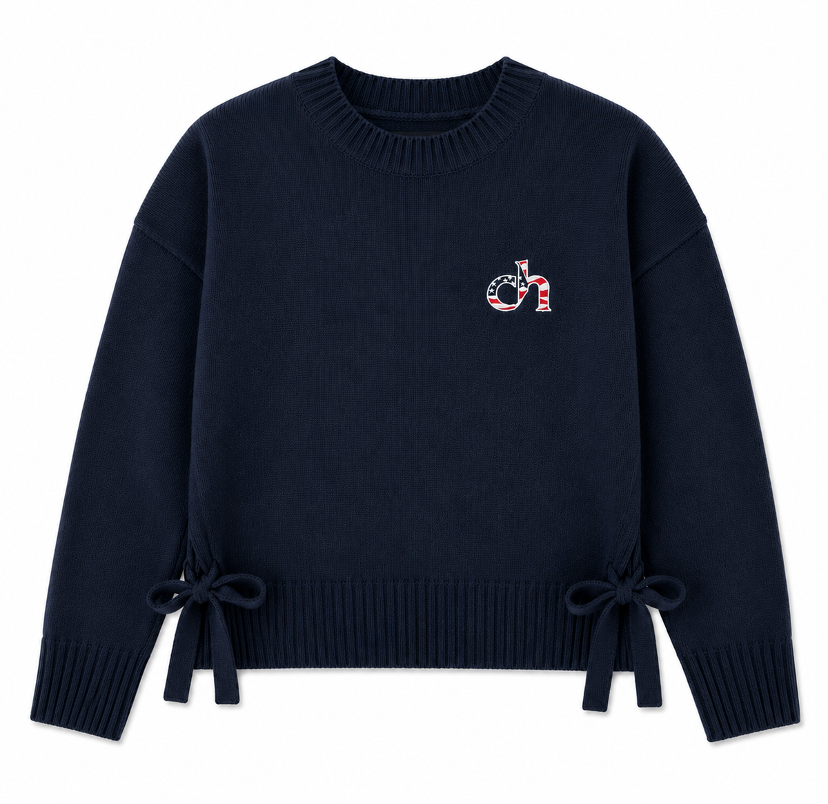 Cascia Hall Stars & Stripes "ch" Tie-Back Bow Sweater