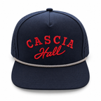 Cascia Hall rope hat in navy with red embroidery